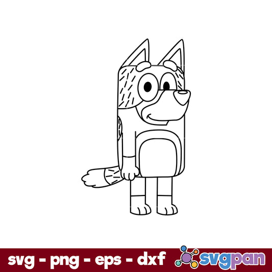 Bandit Dad Bluey Dog Outline SVG, Bluey SVG, Cartoon SVG File.