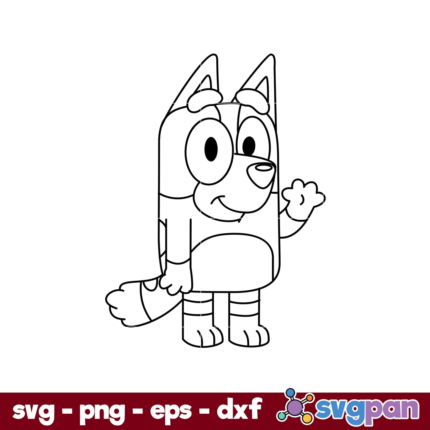 Bingo Dog Outline SVG, Bluey SVG, Cartoon SVG PNG DXF EPS Digital File.