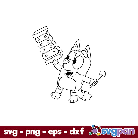 Bingo Heeler Dog Outline SVG, Bluey SVG, Cartoon SVG File.