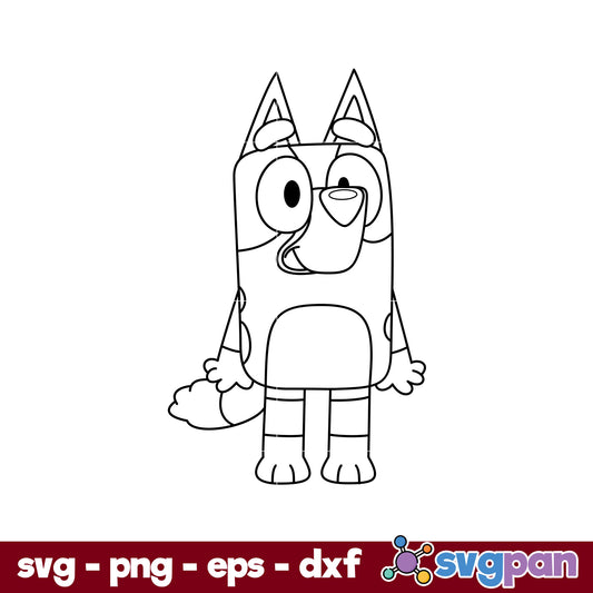 Bluey Dog Outline SVG, Bluey SVG, Cartoon SVG File.