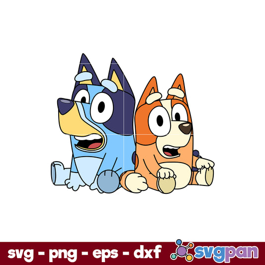 Bluey And Bingo Heeler Dog SVG, Bluey SVG, Cartoon SVG File.