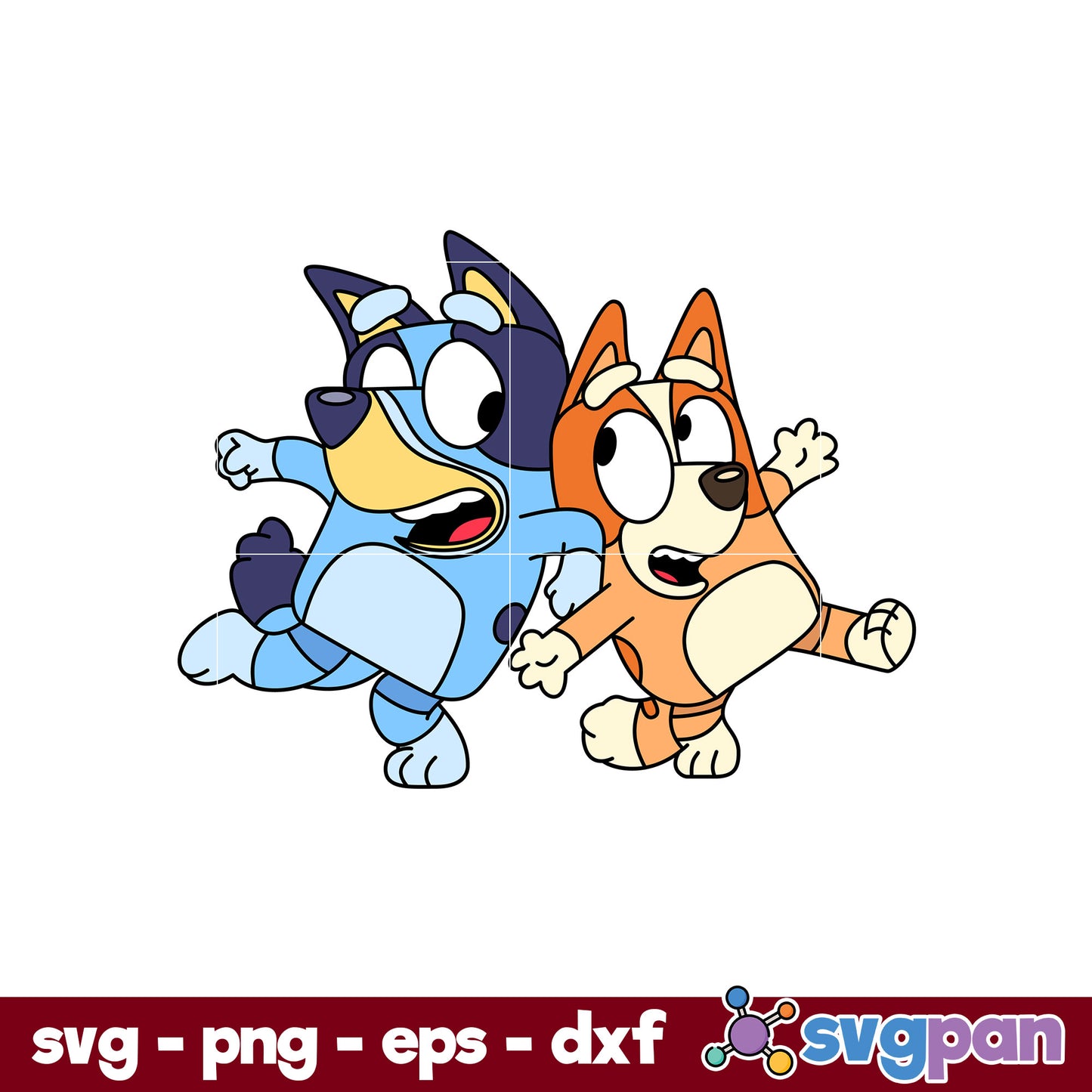 Bluey And Bingo Dog Jumping SVG, Bluey SVG, Cartoon SVG File.