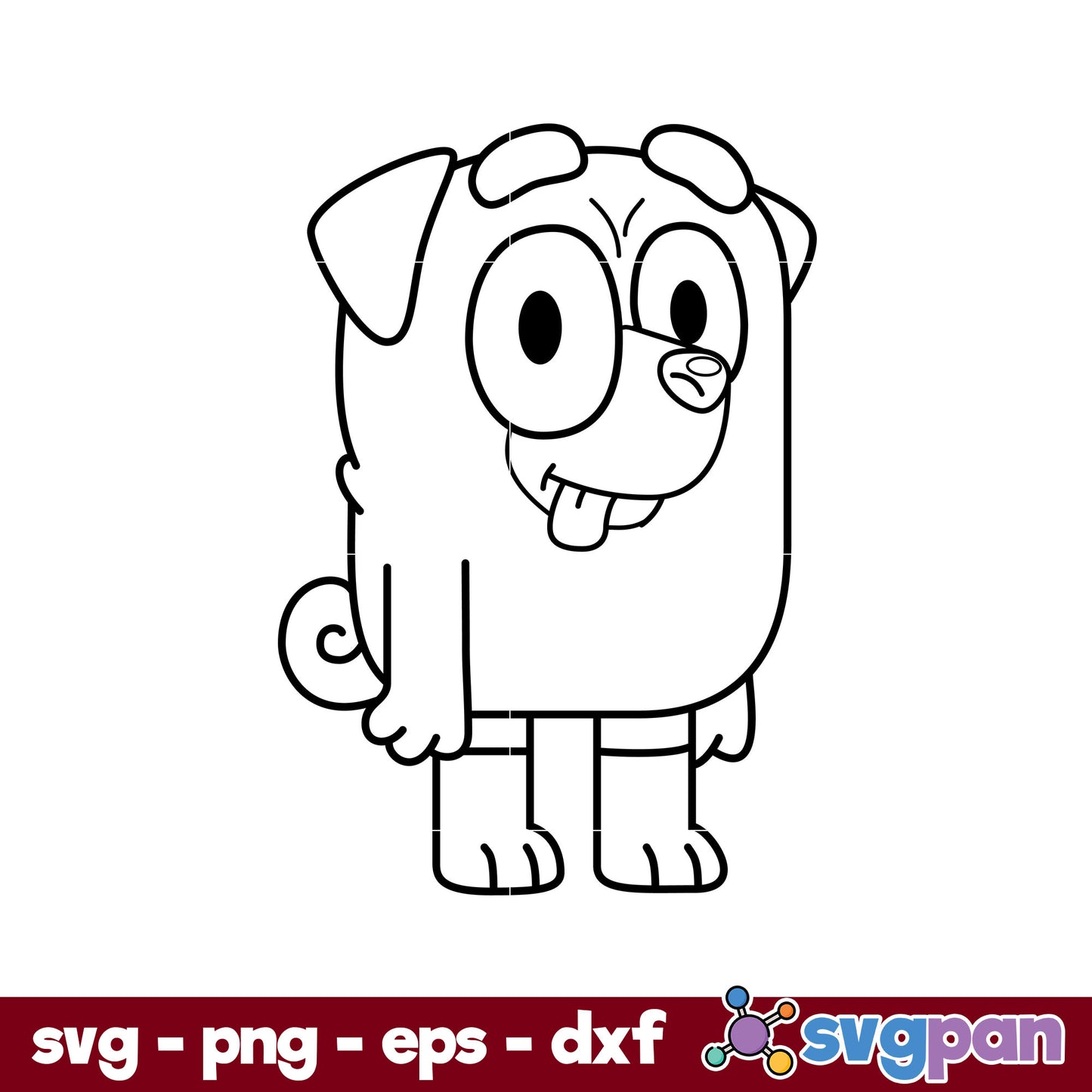 Buddy Bluey Friends Outline SVG, Bluey SVG, Cartoon SVG Digital File.