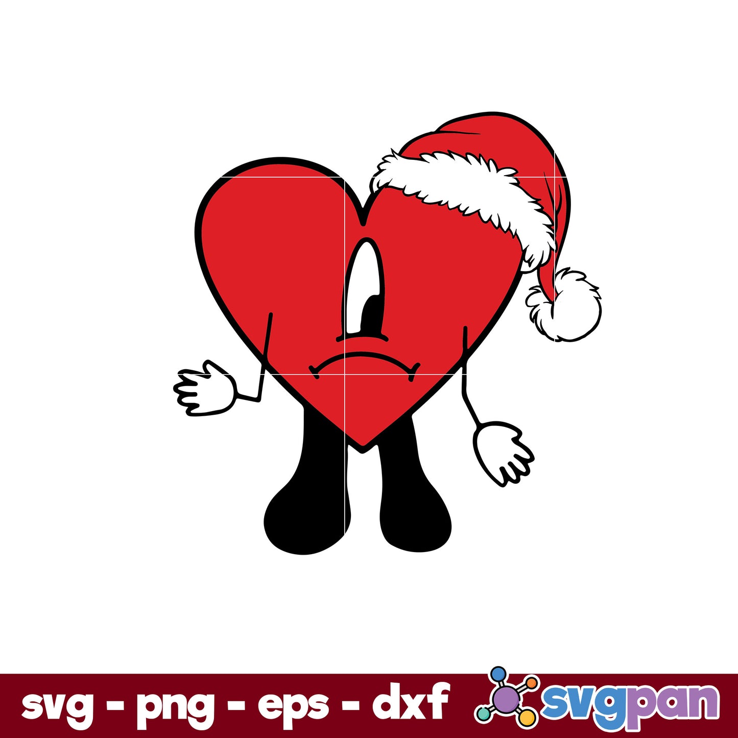 Sin Ti Heart Santa Christmas SVG, Bad Bunny Christmas SVG.