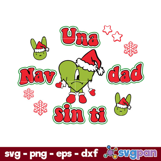 Una Navidad Sin Ti SVG, Bad Bunny Santa Claus Hat Christmas SVG.