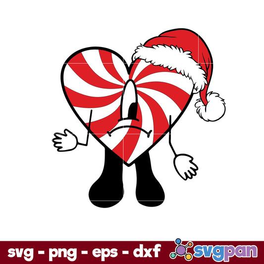 Bunny Heart Candy Santa Claus SVG, Bad Bunny Christmas SVG.