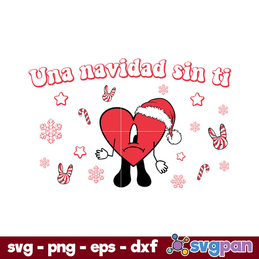 Una Navidad Sin Ti SVG, Candy Cane Bad Bunny Snowflakes Christmas SVG.