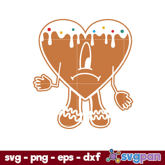 Candy Heart Gingerbread SVG, Bad Bunny Christmas SVG, Christmas SVG.