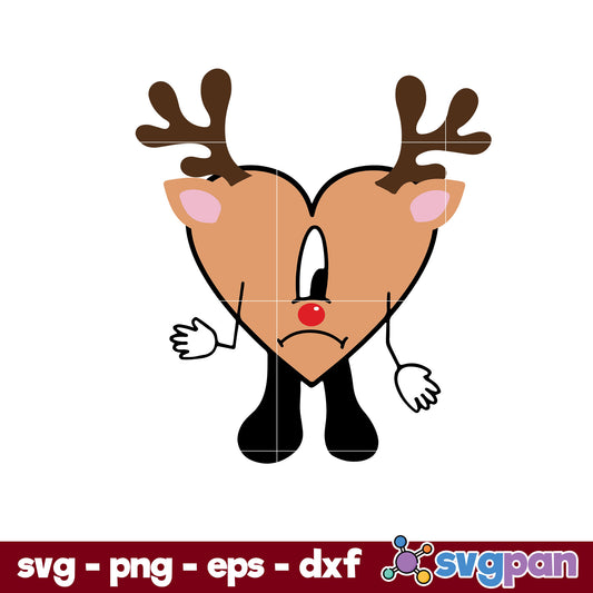Heart Bunny Reindeer Christmas SVG, Bad Bunny Christmas SVG.