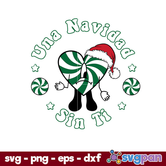 Bad Bunny Candy Christmas SVG, Una Navidad Sin Ti SVG, Christmas SVG
