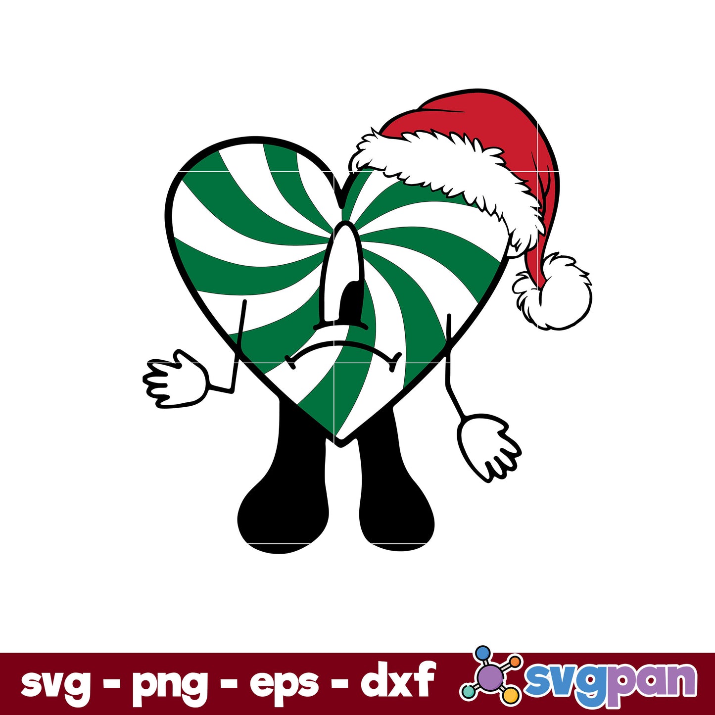 Bad Bunny Heart Candy Cane Christmas SVG, Christmas SVG PNG DXF EPS File