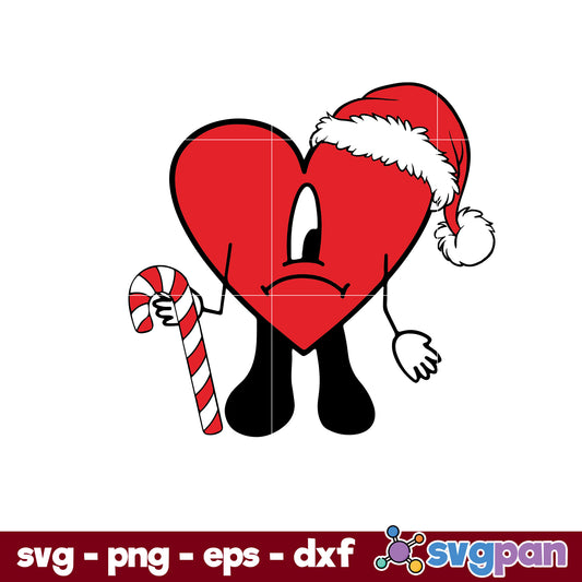 Bad Bunny Santa Claus Hat SVG, Bad Bunny Candy Cane SVG, Christmas SVG