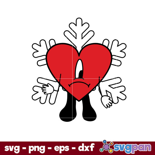 Snowflake Bad Bunny Heart Christmas SVG, Bad Bunny Christmas SVG