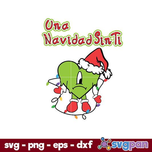 Una Navidad Sin Ti Santa Claus Hat Light Christmas SVG.