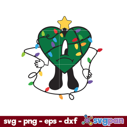 Heart Bad Bunny Lights Christmas SVG, Una Navidad Sin Ti SVG