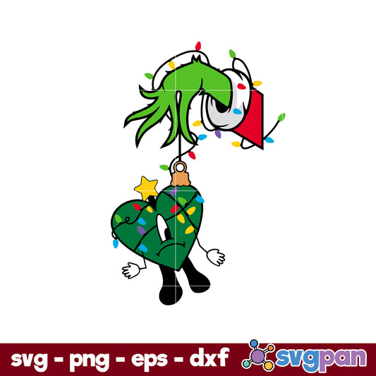 Grinch Ornament Bad Bunny Lights SVG, Christmas SVG.