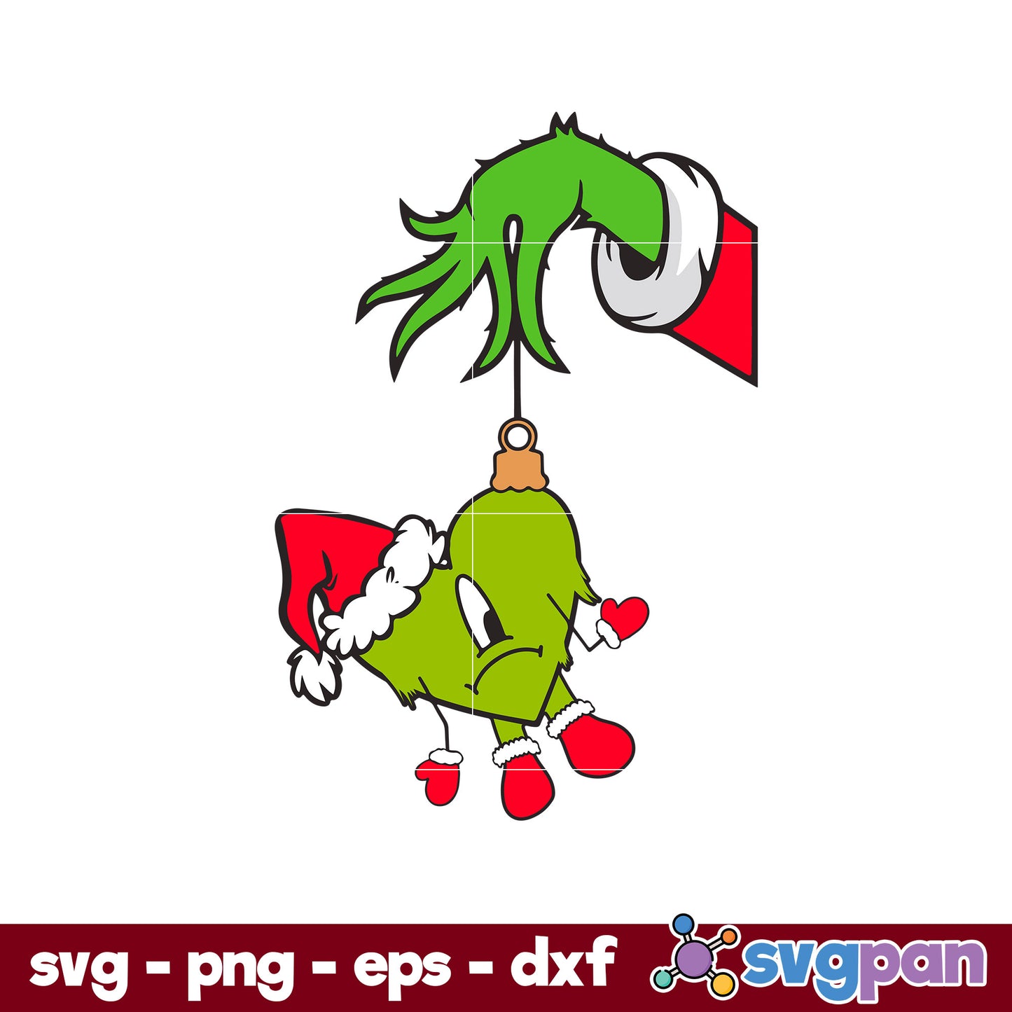 Grinch Ornament Bad Bunny Santa Claus Hat SVG, Christmas SVG.