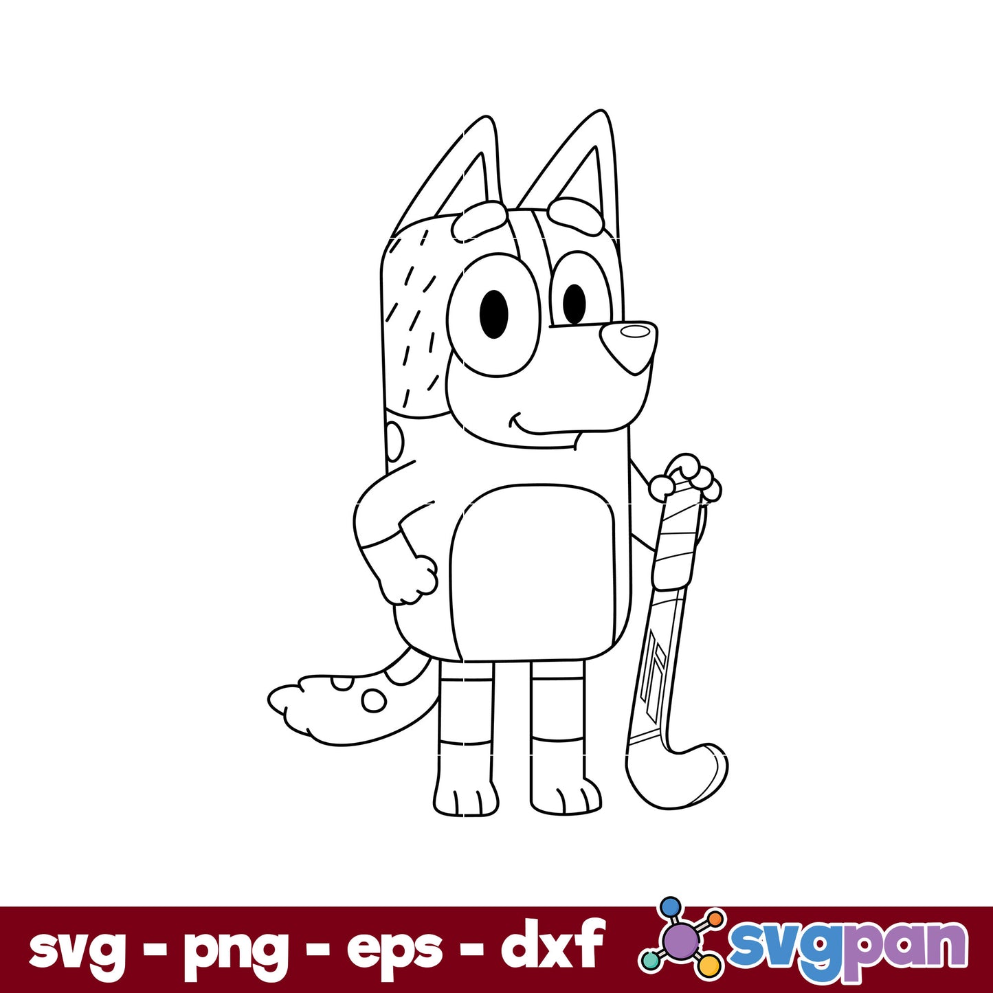 Chilli Bluey Outline SVG, Mum Bluey SVG, Cartoon SVG PNG DXF EPS Digital.