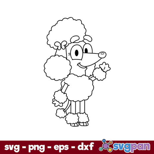 Coco Bluey Outline SVG, Bluey SVG, Cartoon SVG PNG DXF EPS File.