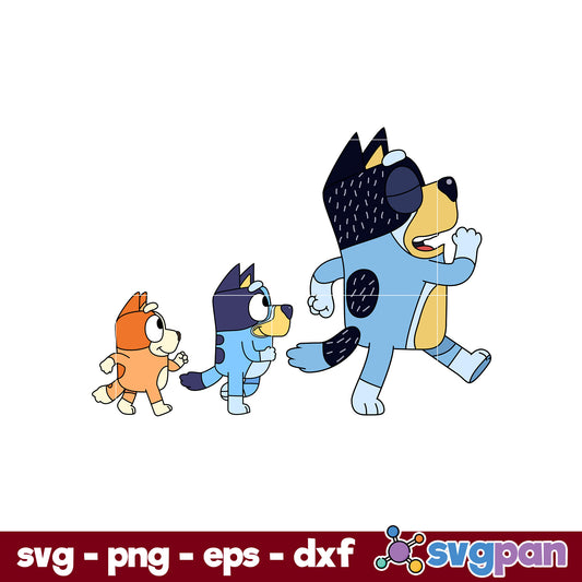 Cartoon Bluey Family SVG, Bluey SVG, Cartoon SVG Digital File.