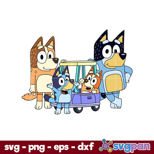 Family Bluey Dog Cartoon SVG, Bluey SVG, Cartoon SVG Digital File.