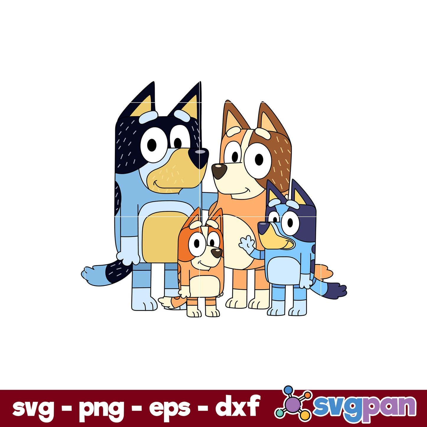 Family Bluey Dog SVG, Bluey SVG, Cartoon SVG Digital File.