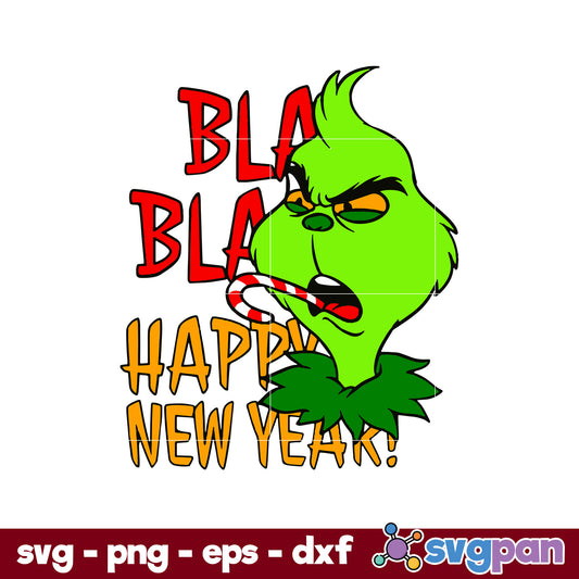 Bla Bla Happy New Year SVG, Christmas SVG, PNG, DXF, EPS File.