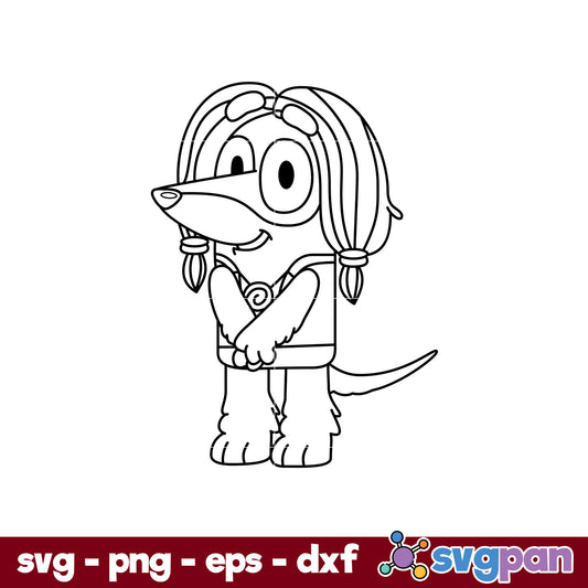 Indy Bluey Dog Outline SVG, Bluey SVG, Cartoon SVG Digital File.