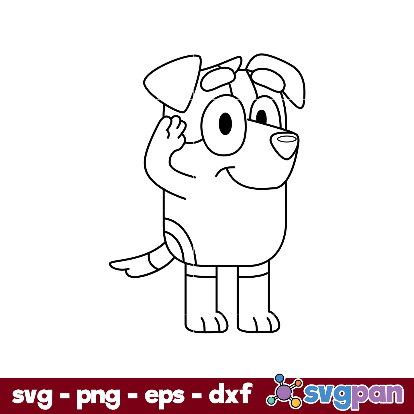 Jack Army Bluey Dog Outline SVG, Bluey SVG, Cartoon SVG Digital File.