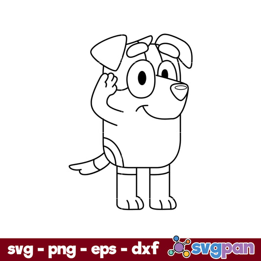 Jack Army Bluey Dog Outline SVG, Bluey SVG, Cartoon SVG Digital File.