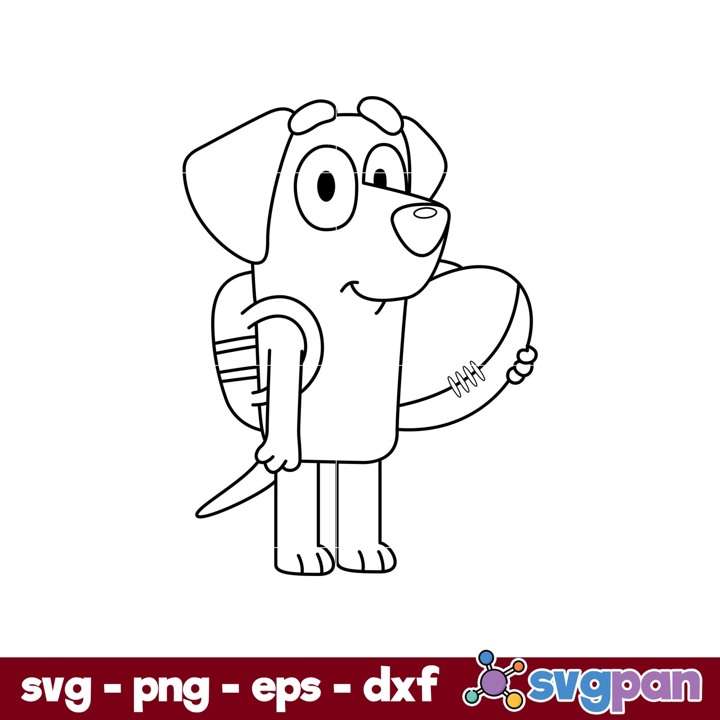 Lucky Bluey Outline SVG, Bluey SVG, Cartoon SVG PNG DXF EPS File.