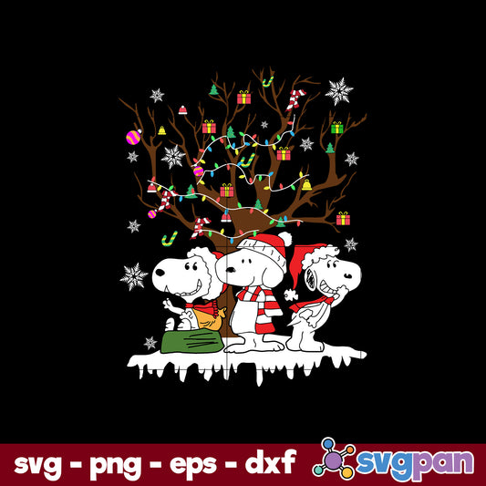 Snoopy Merry Christmas Tree Gift SVG, Christmas SVG, PNG, DXF, EPS File.