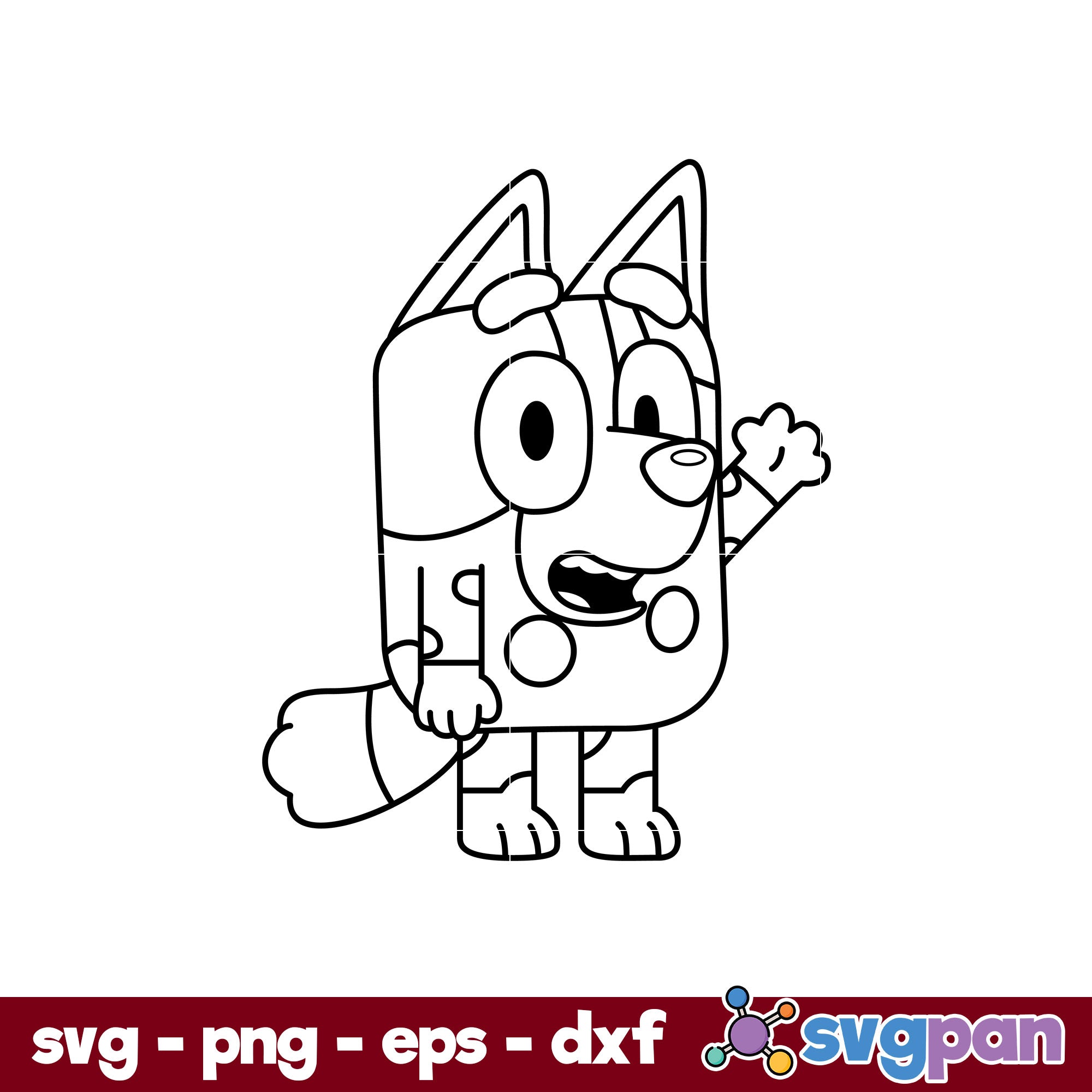 Muffin Bluey Outline SVG, Bluey SVG, Cartoon SVG PNG DXF EPS File. – svgpan