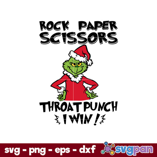 Rock Paper Scissors Throat Punch I Win Grinch SVG Christmas SVG, Christmas SVG, PNG, DXF, EPS File.