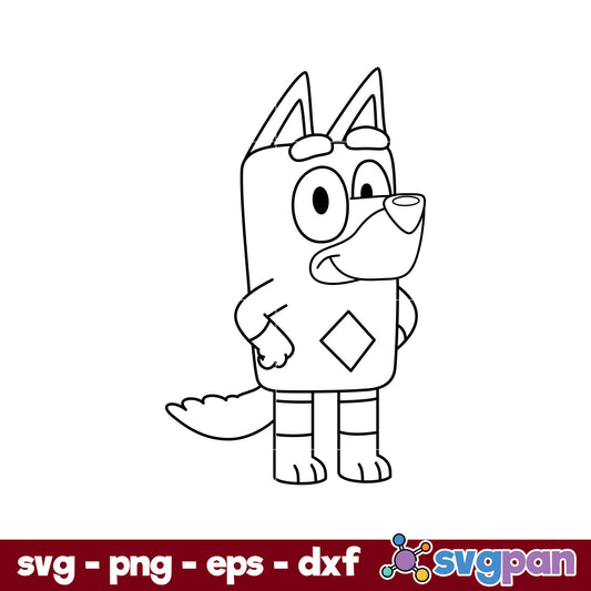 Rusty Bluey Outline SVG, Bluey SVG, Cartoon SVG PNG DXF EPS File.