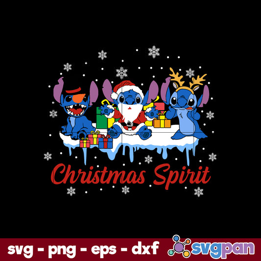 Stitch Christmas Spirit SVG, Disney Christmas SVG, PNG, DXF, EPS File.
