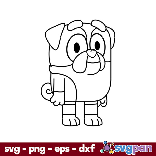 Winton Bluey Outline SVG, Bluey SVG, Cartoon SVG PNG DXF EPS File.