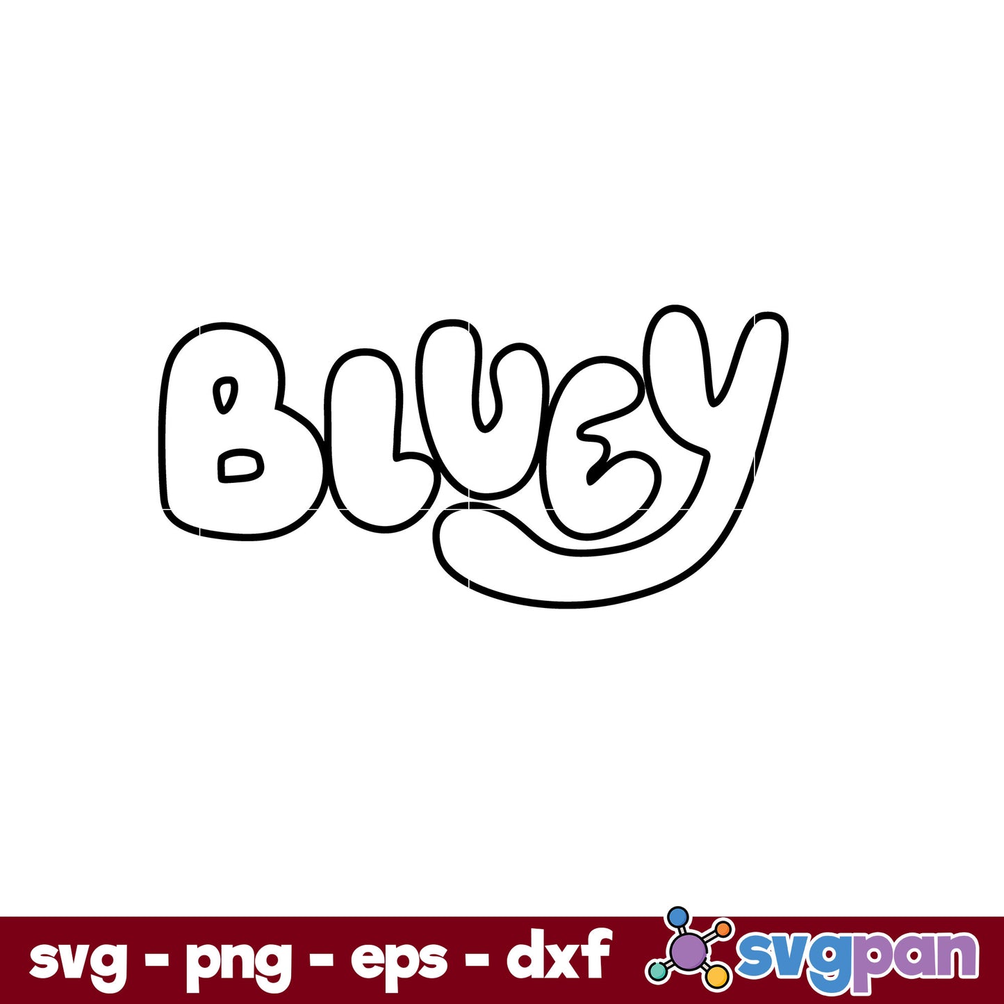 Bluey Logo Outline SVG, Bluey SVG, Cartoon SVG, PNG, DXF, EPS File.