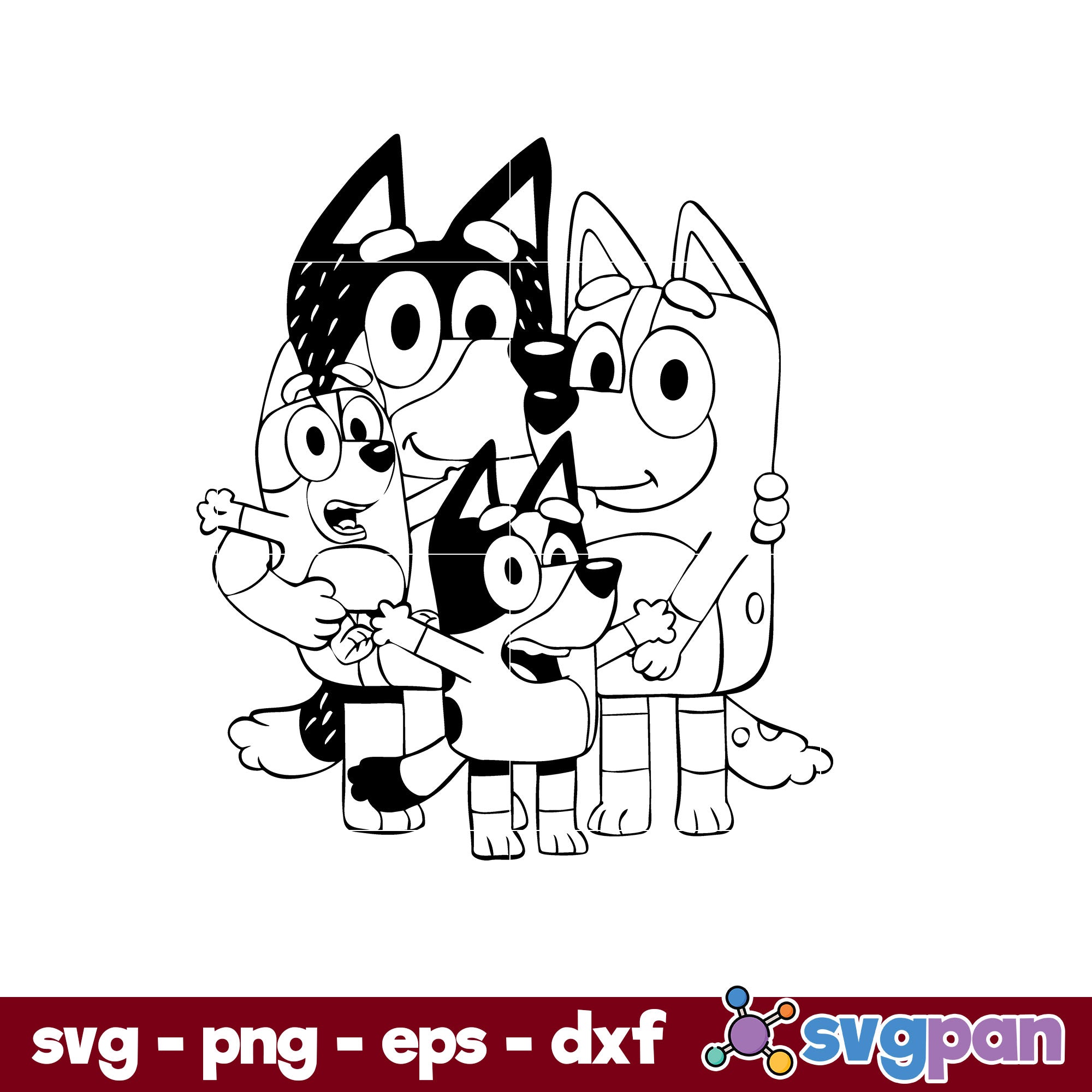 Bluey Family Outline SVG, Bluey SVG, Cartoon SVG File. – svgpan