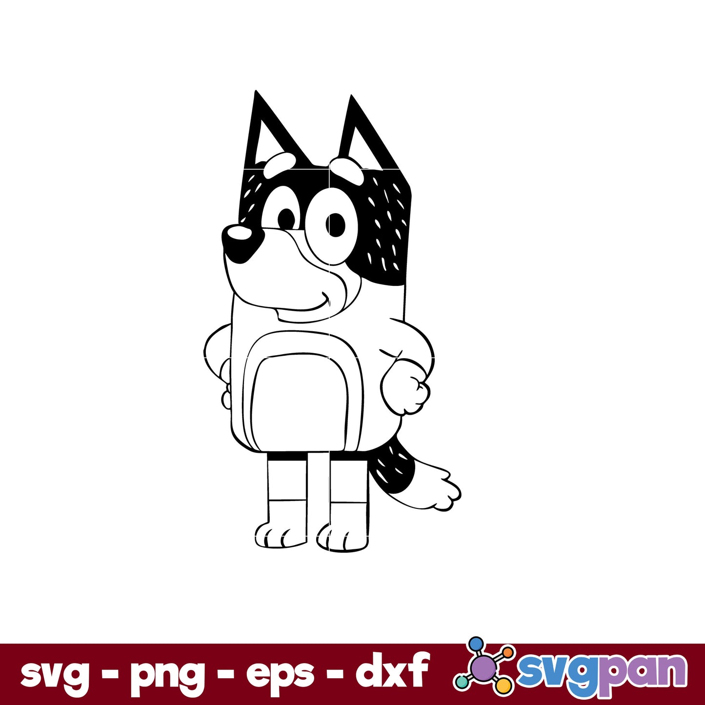 Bluey Dad Outline SVG, Bluey SVG, Cartoon SVG Digital File.