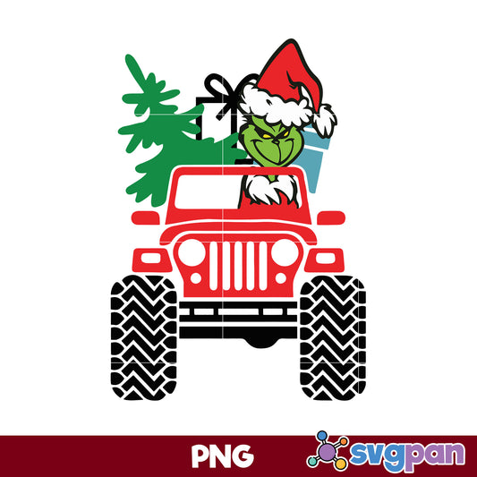 Grinch Jeep Christmas PNG, Grinch Christmas PNG, Christmas PNG File.