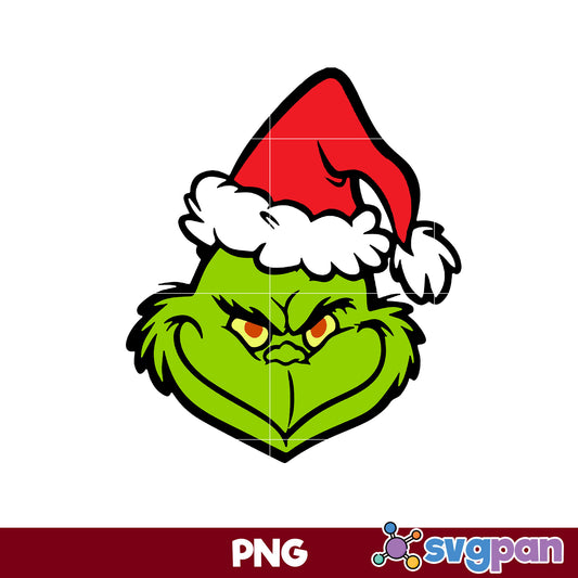 The Grinch Santa Hat Christmas PNG, Grinch Christmas PNG.
