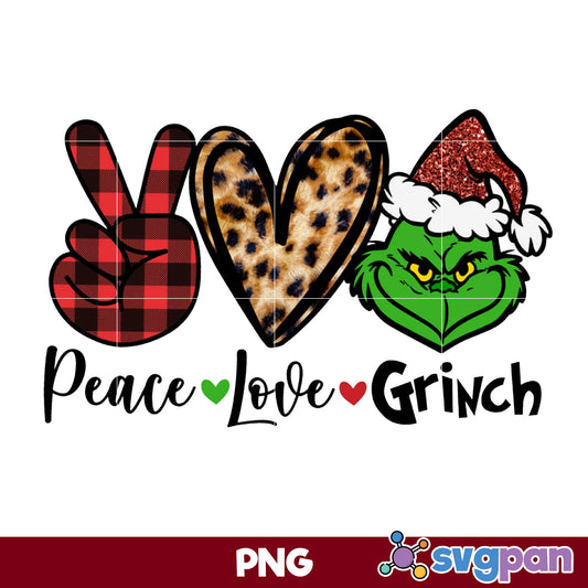 Peace Love Grinch Santa Claus PNG, Grinch Christmas PNG.