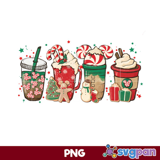 Disney Mickey Coffee Christmas PNG, Christmas Coffee PNG.