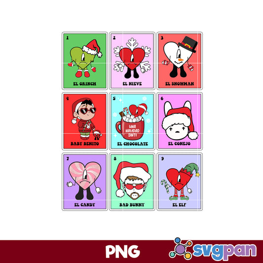 Bad Bunny Baby Benito EL Heart Bunny PNG, Bad Bunny Christmas PNG.