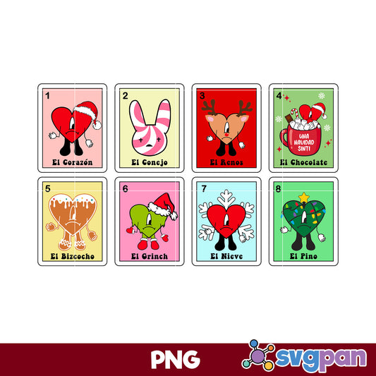 Bad Bunny Loteria Christmas PNG, Bunny Christmas PNG