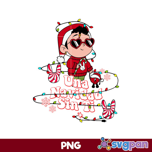 Una Navidad Sin Ti Baby Benito Lights PNG, Bad Bunny Christmas PNG