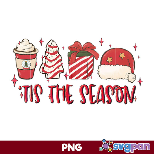 Tis The Season Santa Claus Hat Christmas Coffee PNG, Christmas PNG