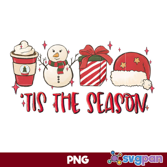 Tis The Season PNG, Snowman Christmas Coffee PNG, Christmas Coffee PNG