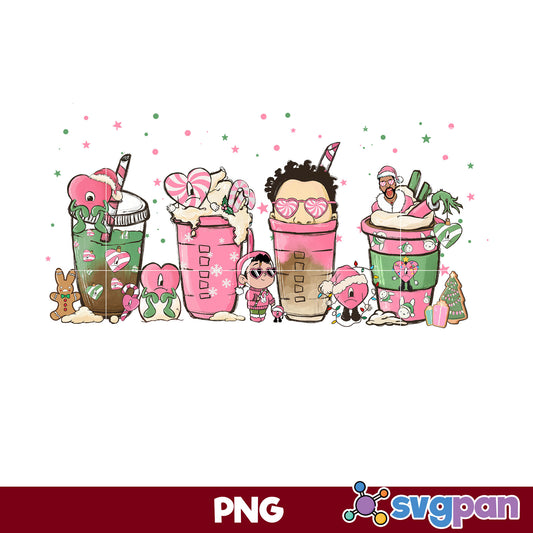 Bad Bunny Christmas PNG, Bad Bunny Coffee Cups PNG, Christmas PNG